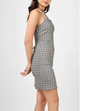( WHOLESALE) Womens checked short dress N1001F