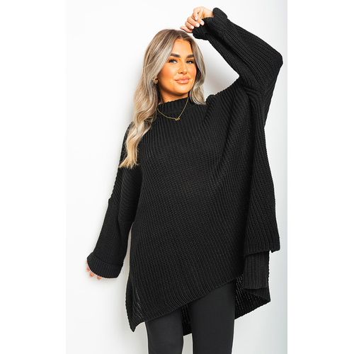 High Neck Oversized Long Sleeve Knitted Jumper