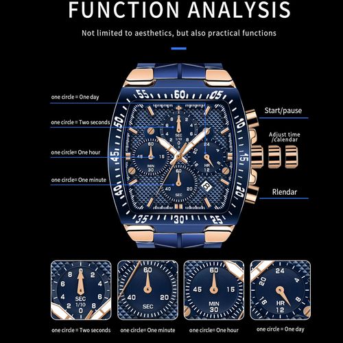 Chronograph Sport Square Top Luxury Quartz Watch