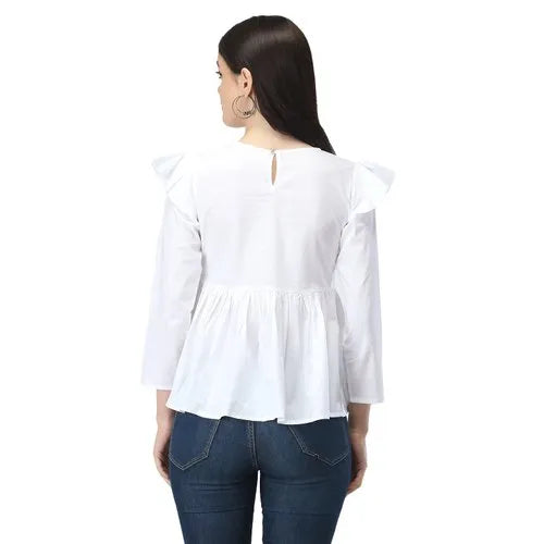 (WHOLESALE) Ladies Embroidered Cotton Top T1014R.