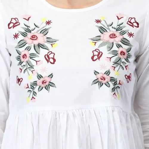 (WHOLESALE) Ladies Embroidered Cotton Top T1014R.