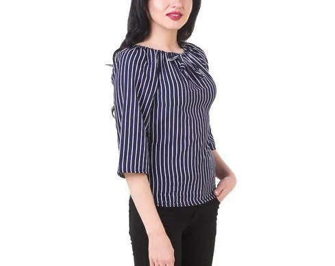 (wholesale 30 pieces)Ladies Printed Off Shoulder Top T1007R