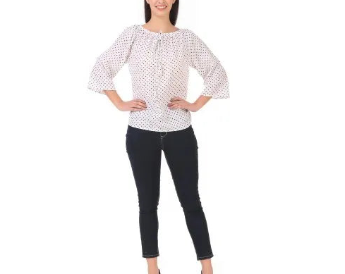 (wholesale 30 pieces)Ladies Printed Off Shoulder Top T1009R
