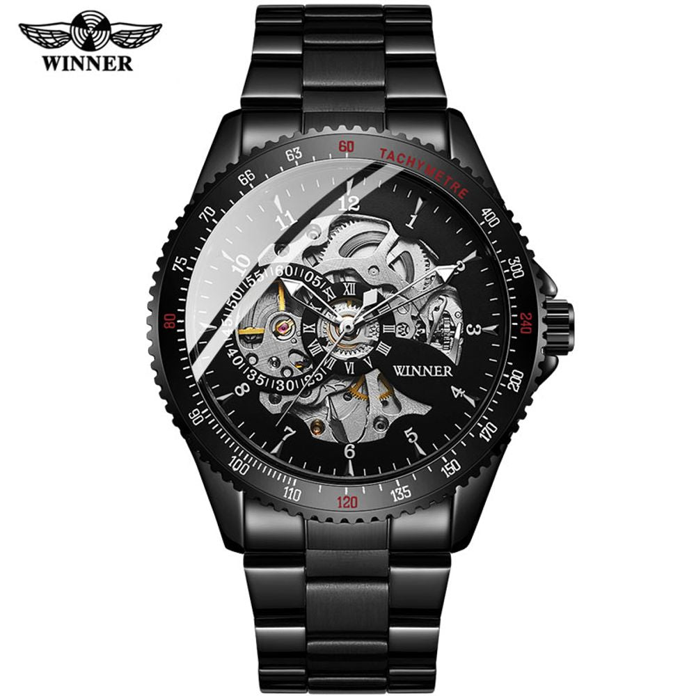 Mens Skeleton Transparent Automatic Watch.