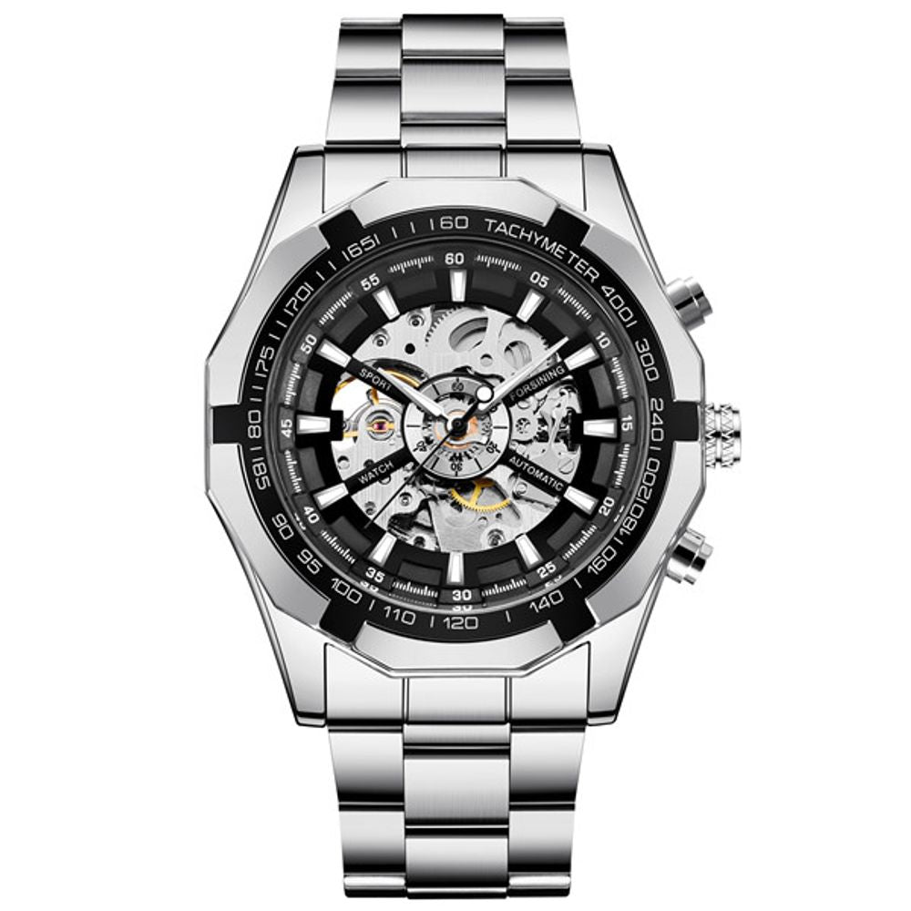 Mens Skeleton Transparent Automatic Watch.