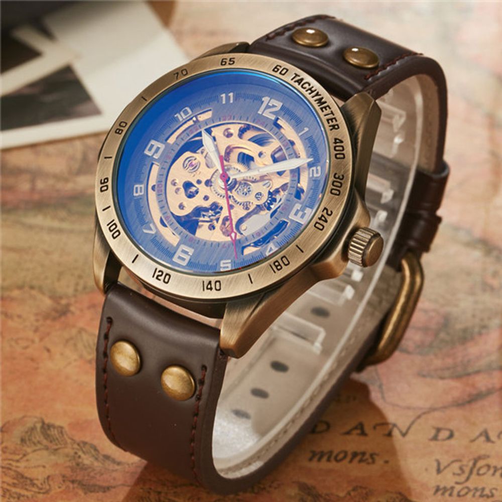 Retro Style Automatic Mechanical Skeleton Watch