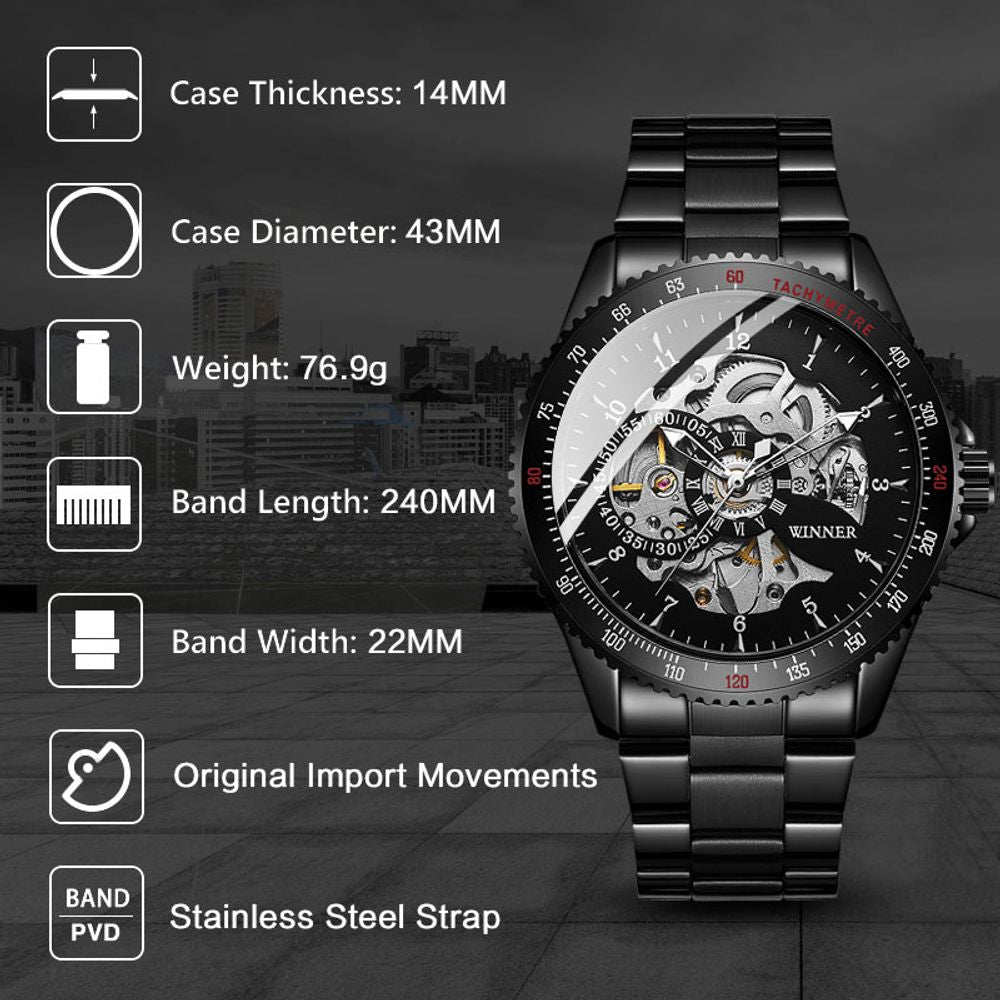 Mens Skeleton Transparent Automatic Watch.