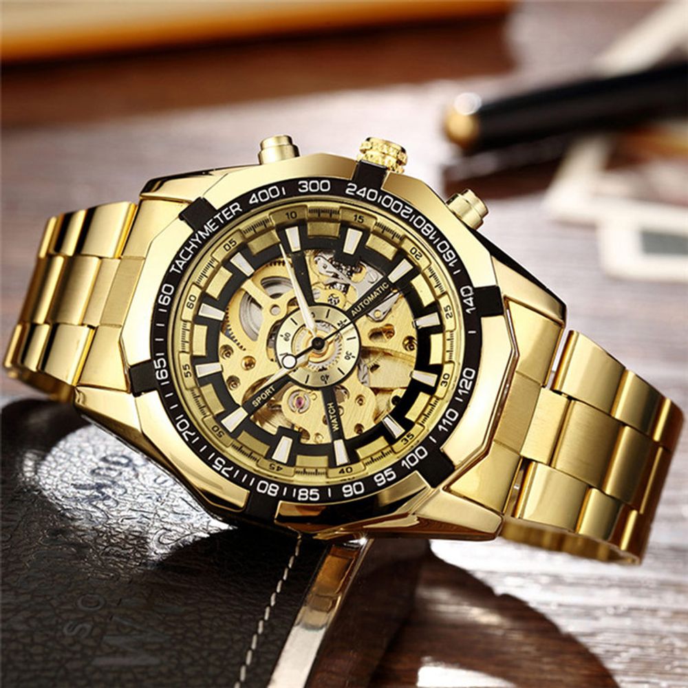 Automatic Stainless Steel Skeleton Watch