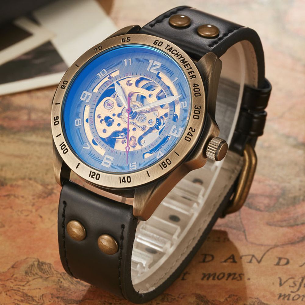 Retro Style Automatic Mechanical Skeleton Watch