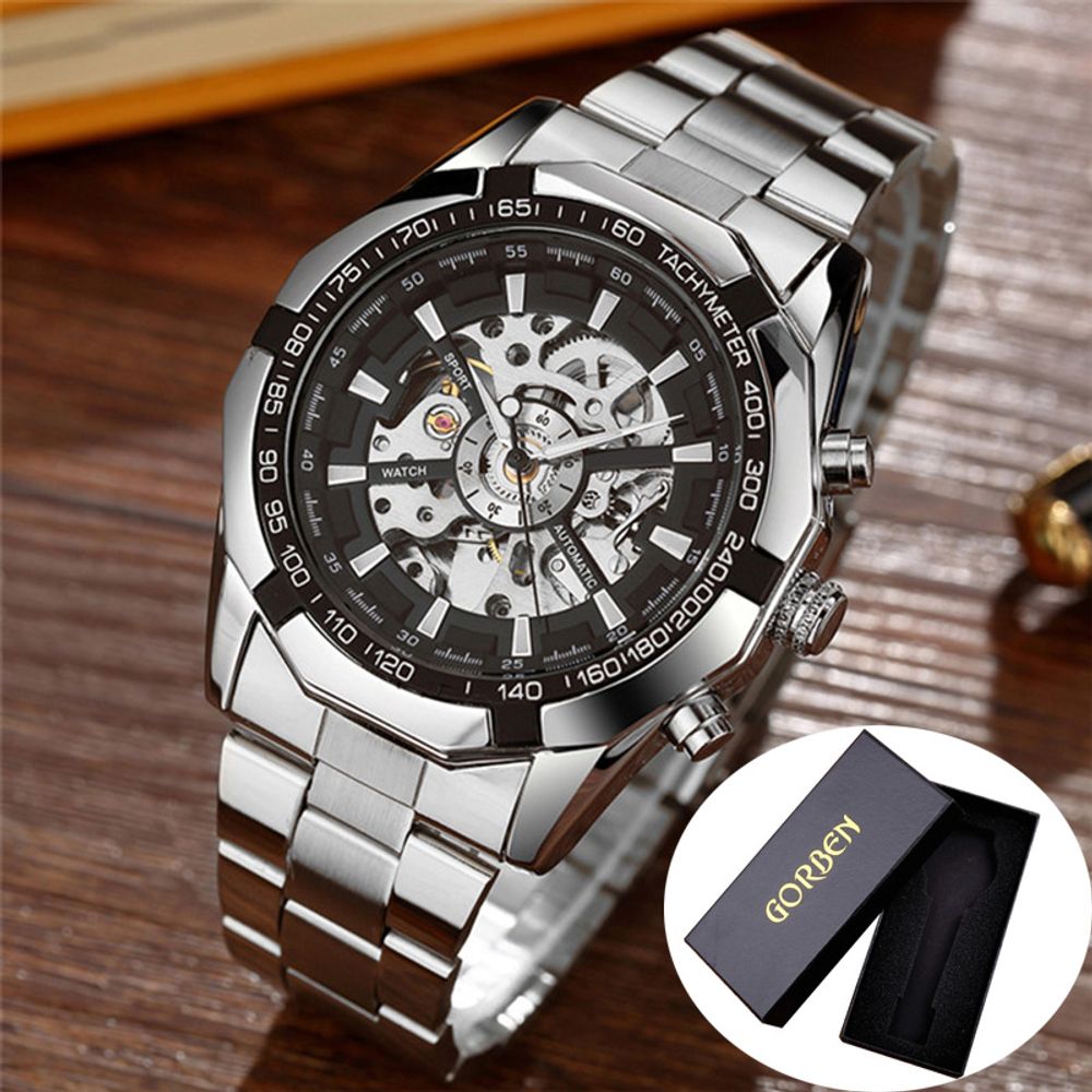 Automatic Stainless Steel Skeleton Watch