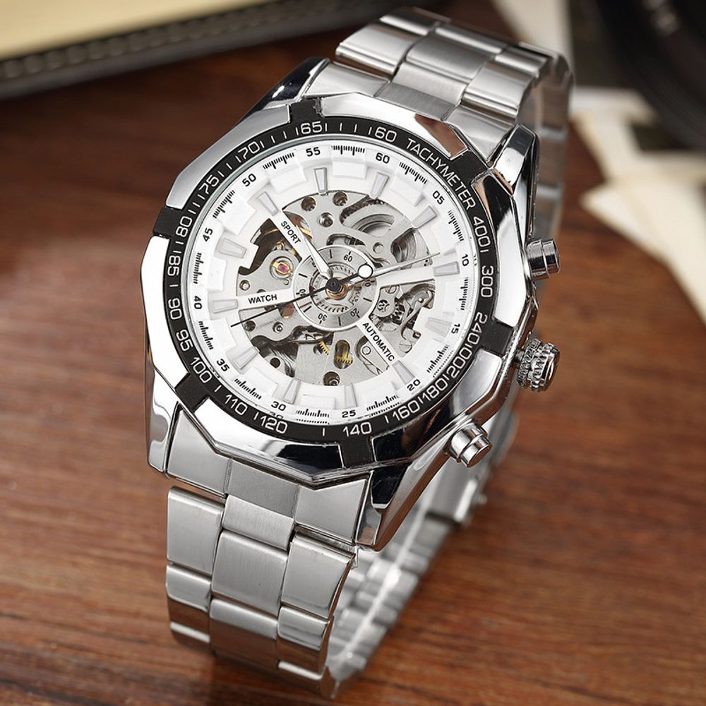 Automatic Stainless Steel Skeleton Watch