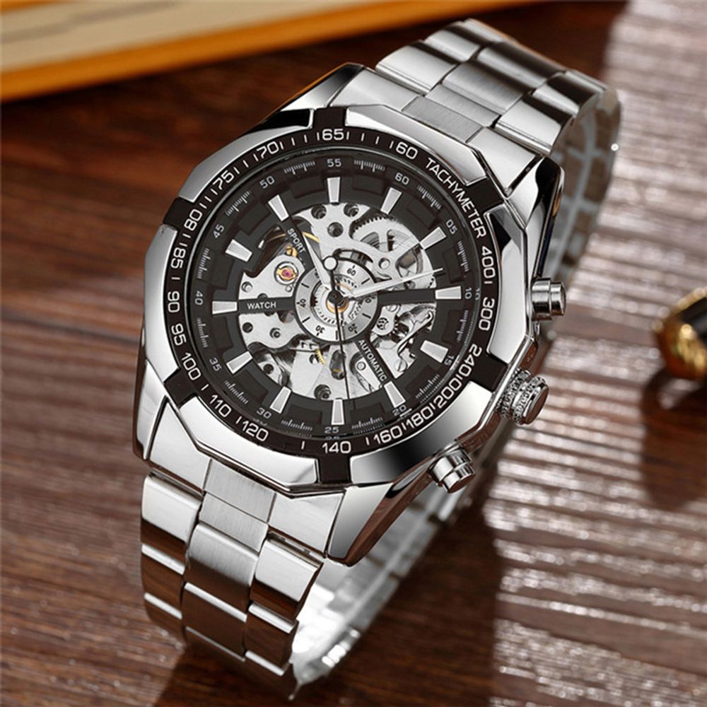 Automatic Stainless Steel Skeleton Watch