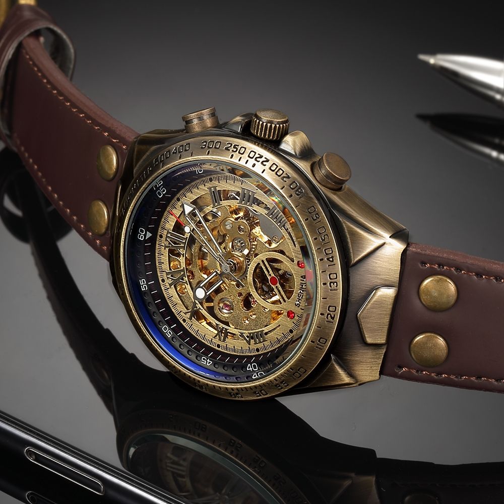 Retro Style Automatic Mechanical Skeleton Watch