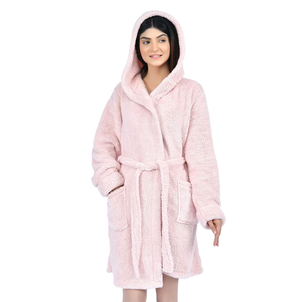 WOMENS LADIES TEDDY BATHROBE M BLSH