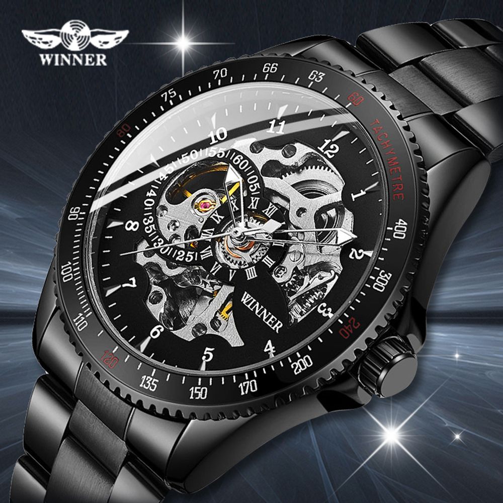 Mens Skeleton Transparent Automatic Watch.