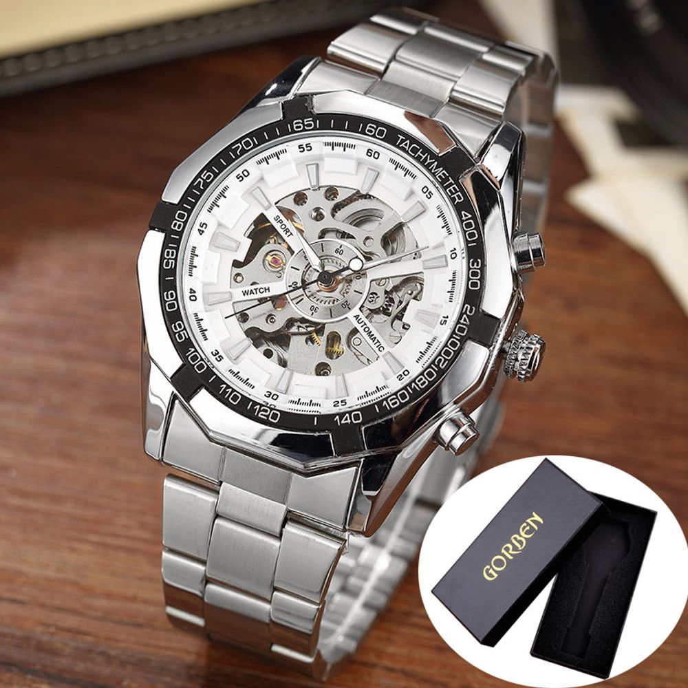 Automatic Stainless Steel Skeleton Watch