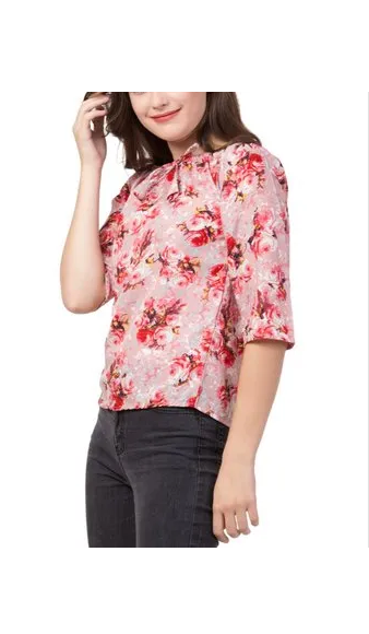 (WHOLESALE) Ladies Printed Off Shoulder Top